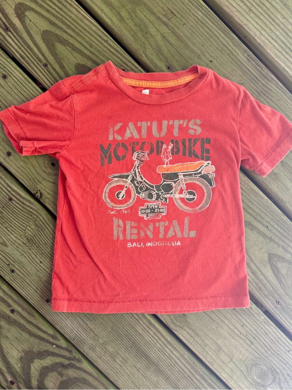 Tea Collection Boys Motorbike Bali Graphic T-Shirt Red Size 5 Moped Tee
